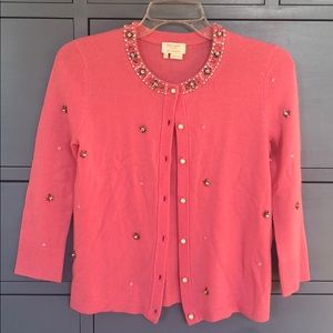 Kate Spade Pink Cashmere Beaded Cardigan